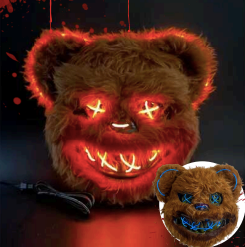 MASCARA DISFRAZ HALLOWEN OSO CON LUZ LED