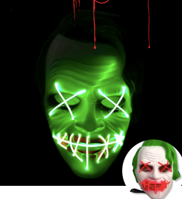 MASCARA DISFRAZ HALLOWEN GUASON LED